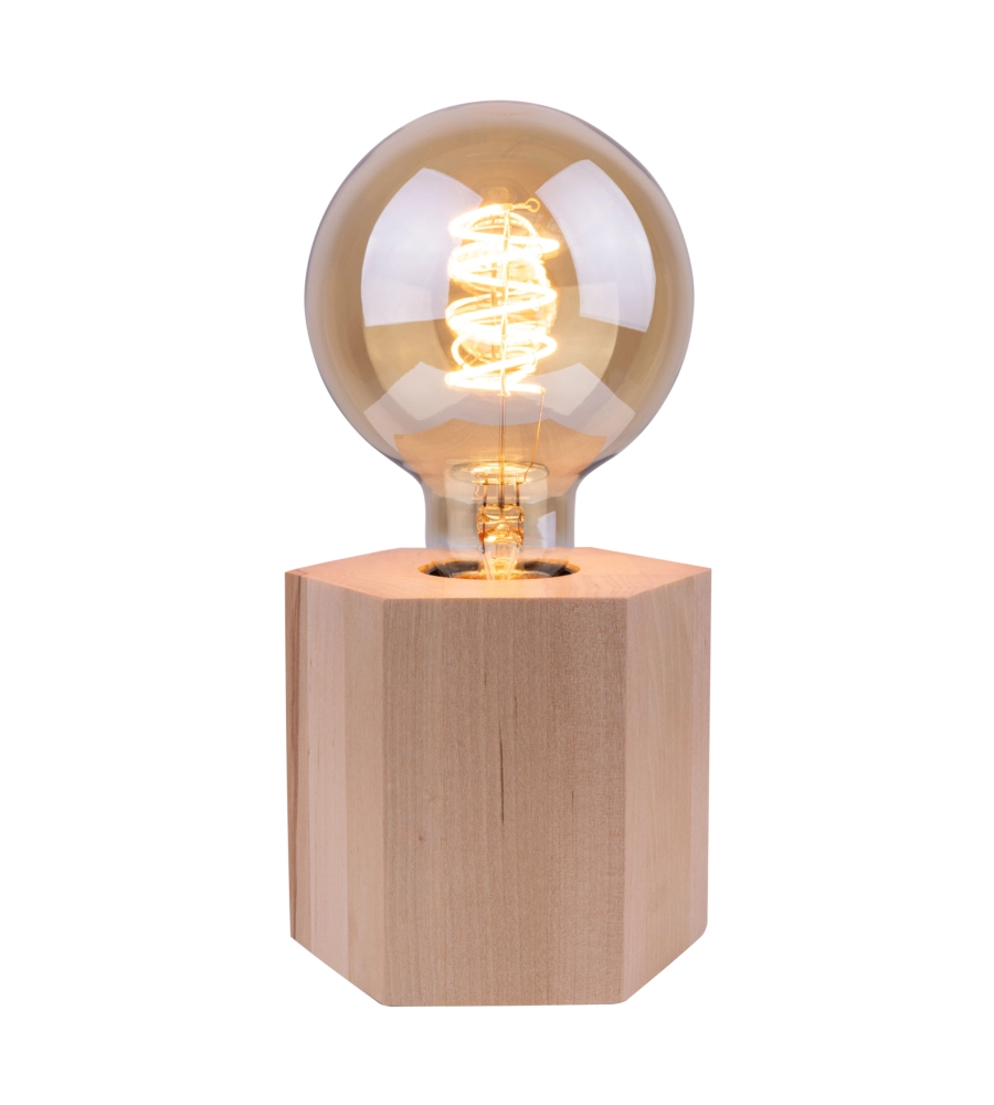 LAMPADA DA TAVOLO  ONLI "FOFI" ROTONDA LEGNO DI ROVERE, E27